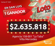 Un apostador de Villa Mercedes ganó más de $2.000.000 en el LOTO PLUS.